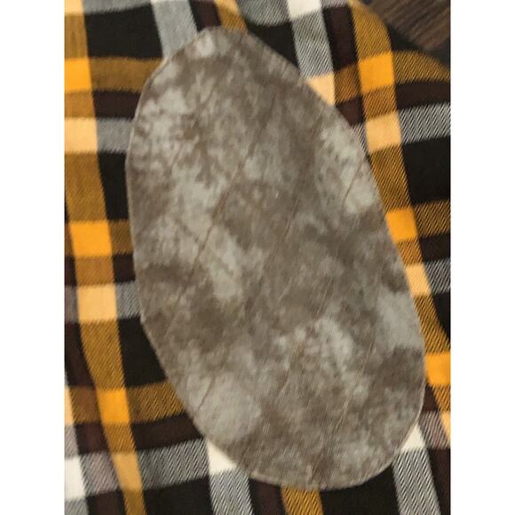 AKOO Shirt Mens Sz L Orange Black Buffalo Check Elbow Pads/PatchesUp Cargo - Picture 5 of 13